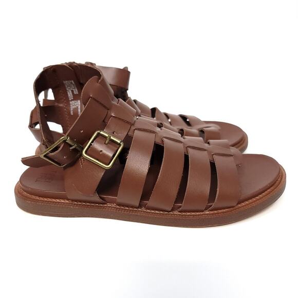 Time And Tru Brown Gladiator Sandals Size 6 Womens Tiny Flaw - Picture 3 of 11